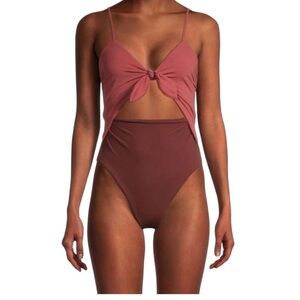 Veronica beard cut out one piece swim bathing suit pink and rose xl NWT